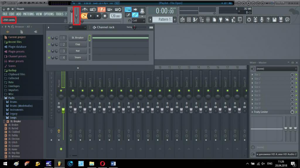 Změňte rozteč v aplikaci FL Studio