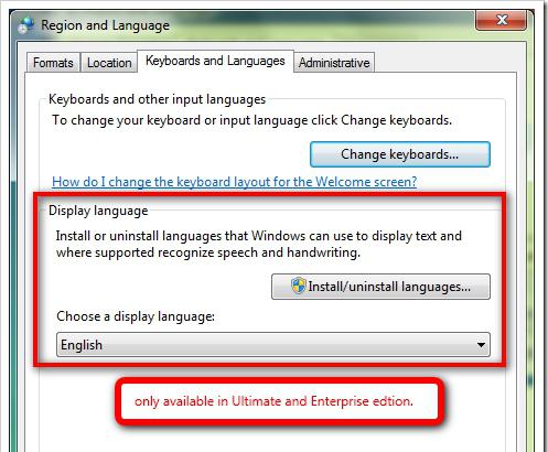 kako spremeniti jezik Windows
