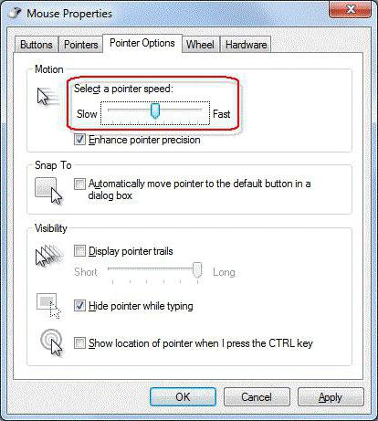 как да конфигурирате мишката върху Windows 7