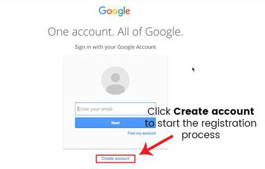 vytvořte registraci účtu Google