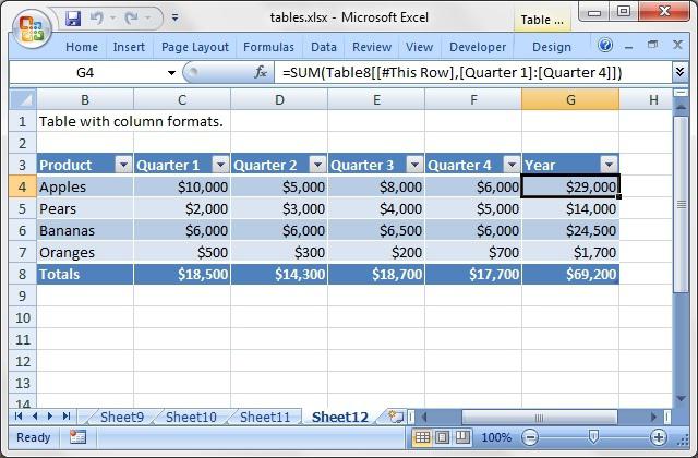 Excel таблица