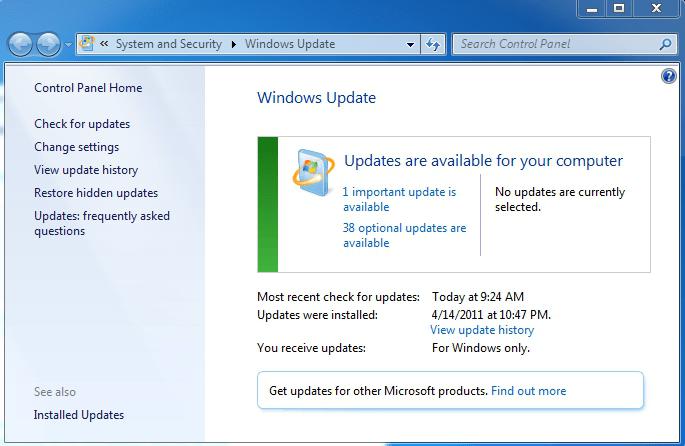 kako onemogućiti automatsko ažuriranje sustava Windows 7