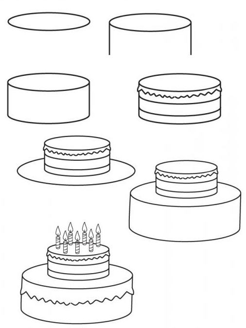 Jak narysować ciasto etapami