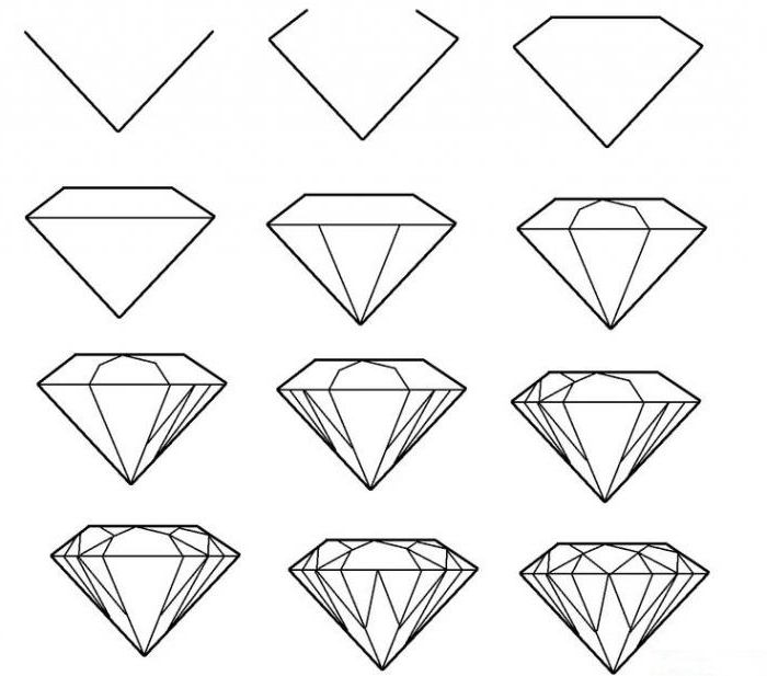 jak narysować diament w etapach