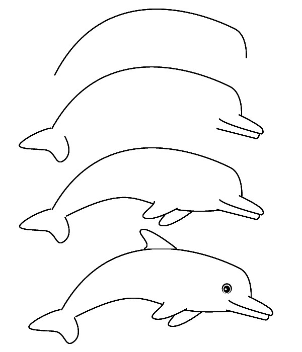 как да нарисувате делфин стъпка по стъпка