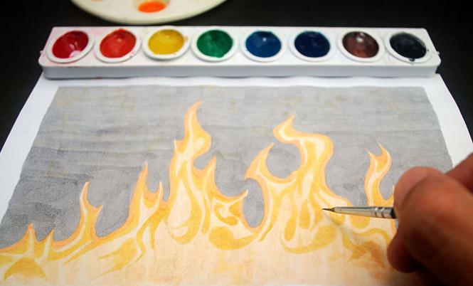 како нацртати ватрени пламен