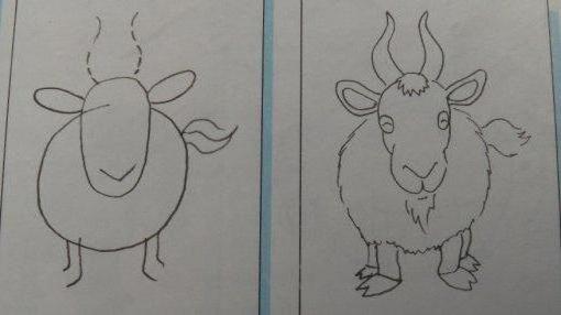 как да нарисувате коза стъпка по стъпка с молив