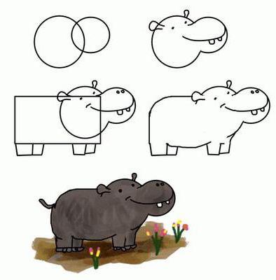 нарисувайте молив за хипопотам