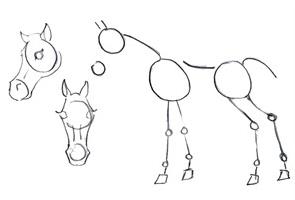 како нацртати коња у фазама