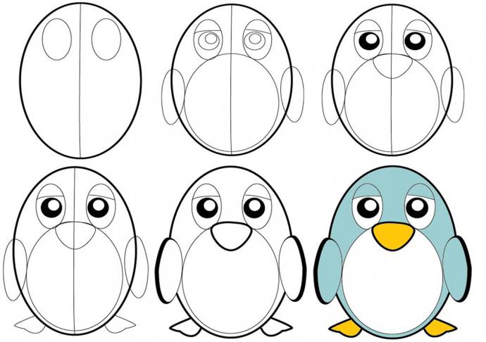 како нацртати пингвина