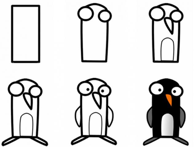 jak narysować pingwina krok po kroku