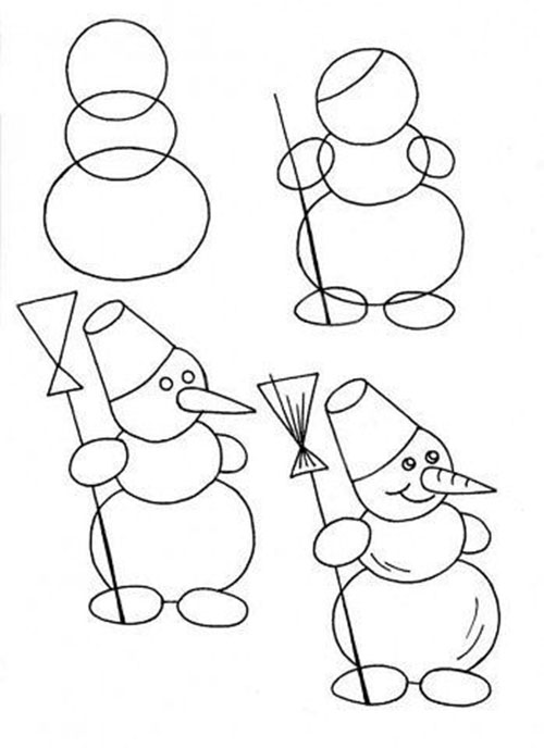 jak nakreslit sněhuláka