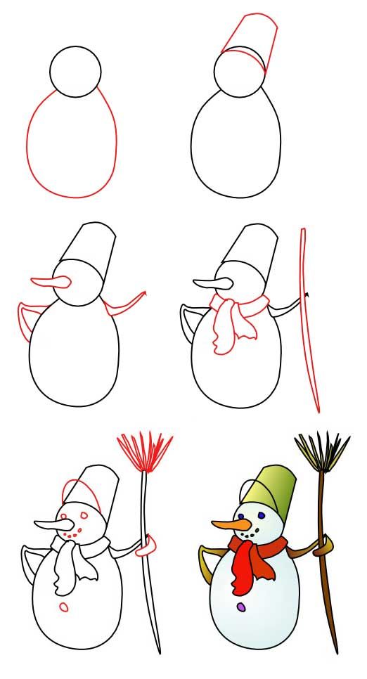narisati snežaka s svinčnikom