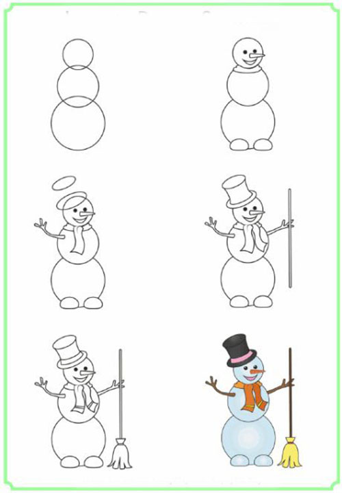 Kako nacrtati snjegovića korak po korak