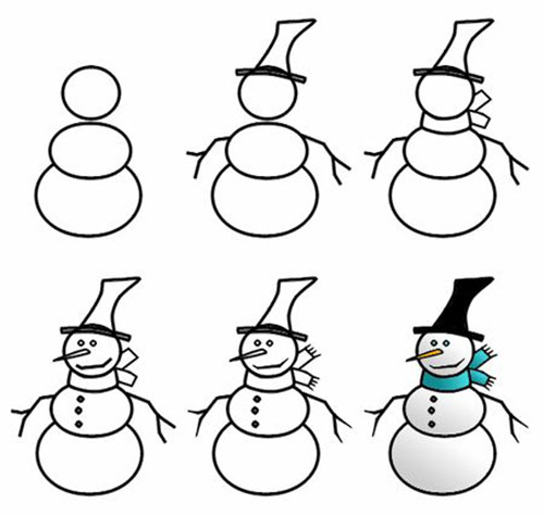 Sněhové figurky kreslené