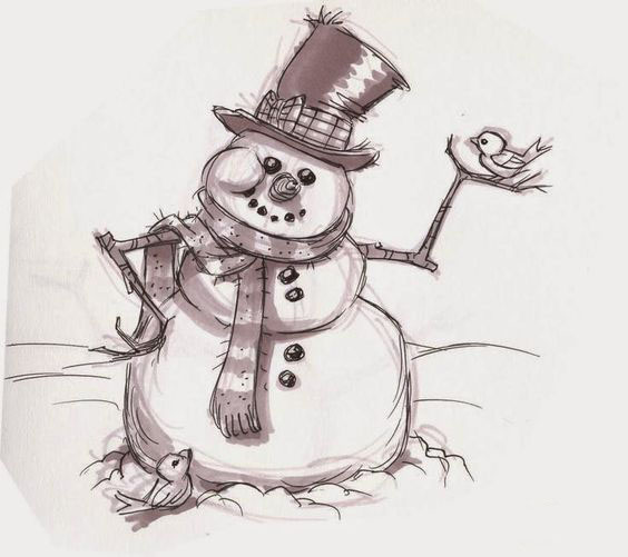 kako nacrtati snjegović korak po korak olovkom