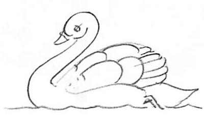 скица на лебед