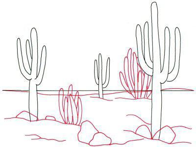 jak nakreslit kaktus v hrnci s ceruzkou krok za krokem
