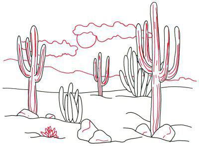 jak nakreslit kaktus v hrnci s kroucením krok za krokem pro začátečníky