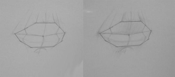 как да нарисувате устни на етапи