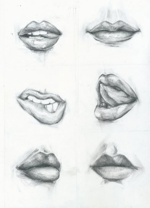 kako crtati usne s olovkom
