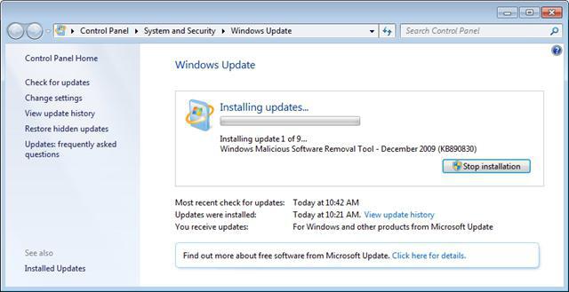 come abilitare gli aggiornamenti su Windows 7