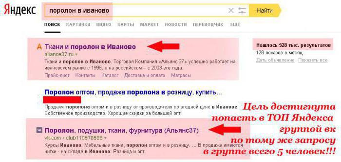 na vrh poizvedbe Yandex