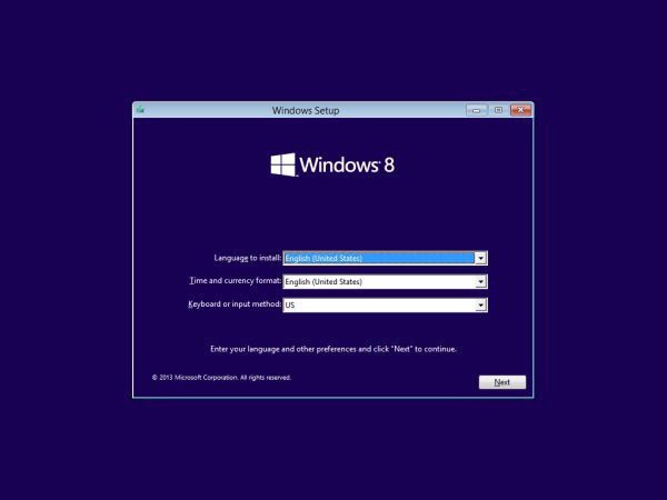 Installa Windows 8 da un'unità flash USB tramite BIOS