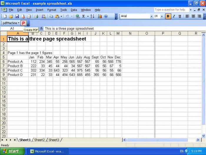 таблица с данни за Excel
