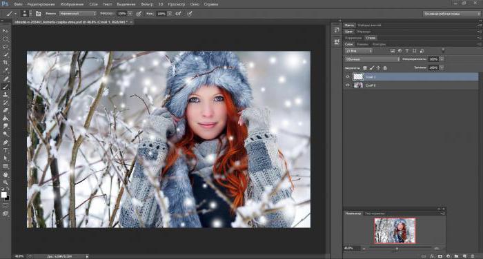 sníh na fotkách ve Photoshopu