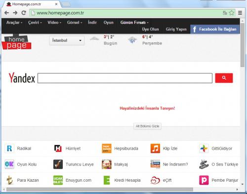 Strona startowa Yandex w labiryncie