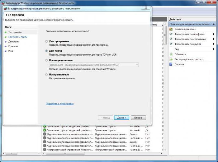 otevřené porty v počítači se systémem Windows 7