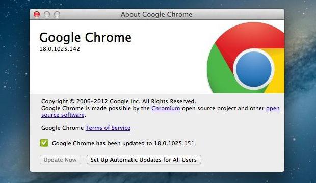 aktualizovaná verze Google Chrome