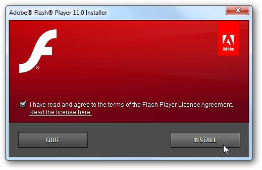 aggiornare il flash player per Windows