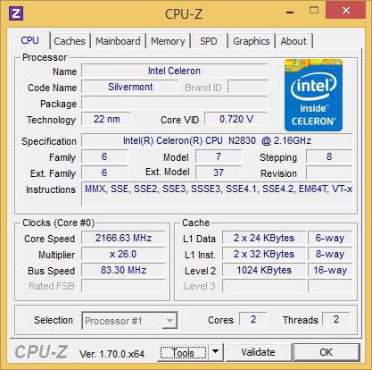 Intel celeron n2840 Specifikacije