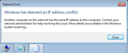 konflikt adresów IP