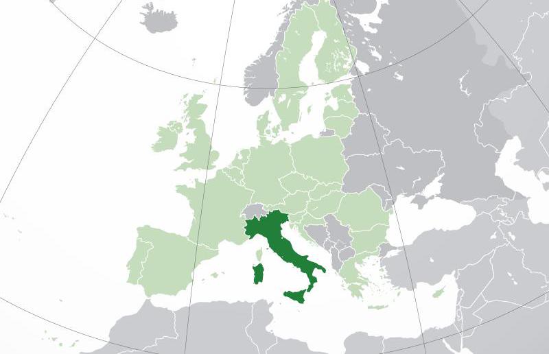Italija na zemljevidu