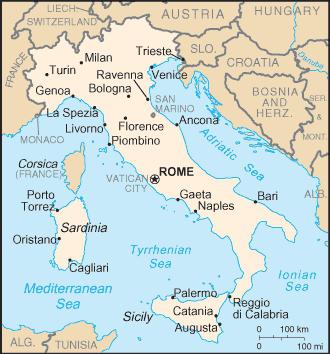 забележителности на Италия на картата