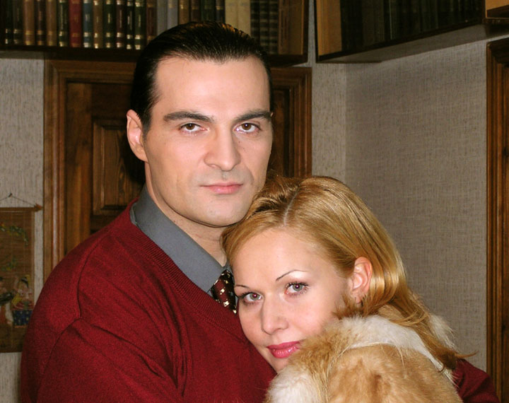 Елена Ивченко и Александър Дяченко на снимачната площадка на филма