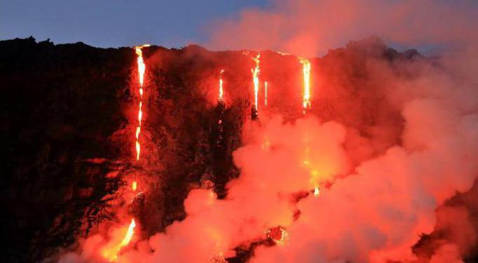 ogenj in nevarni vulkan Kilauea