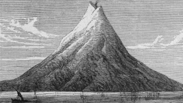 Vulkan Krakatau, kopno