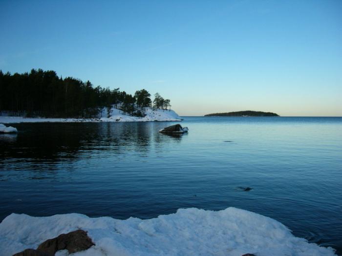 Ladoga jezera v zimě