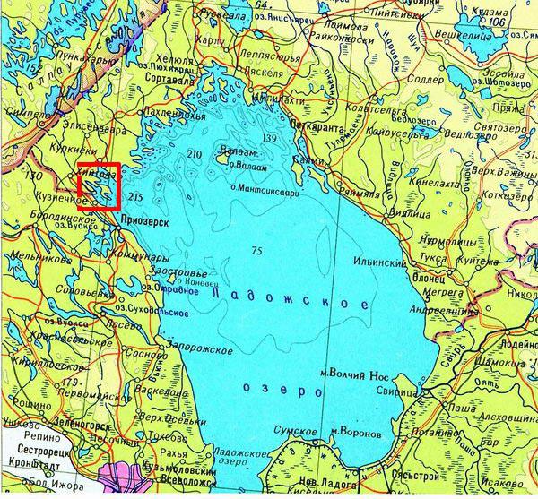 Ladoško jezero na zemljevidu