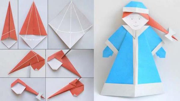 schemat origami Świętego Mikołaja