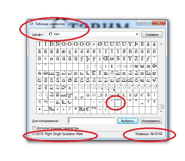 Simbolna tabela Windows in kode alt