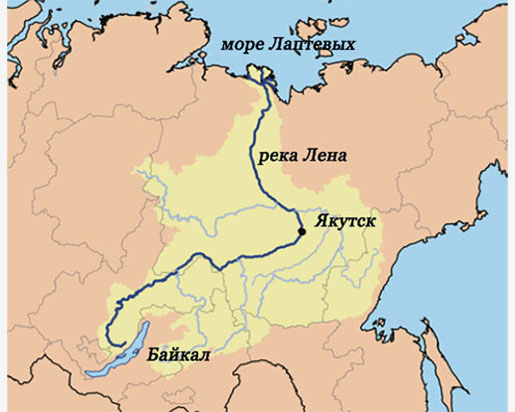 Река Лена на картата