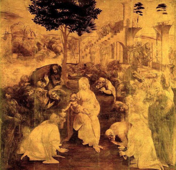Descrizione dell'immagine di adorazione dei Magi di Leonardo da Vinci