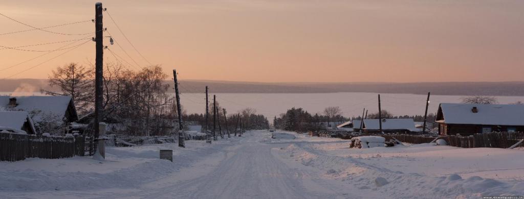Sibiřská vesnice v zimě