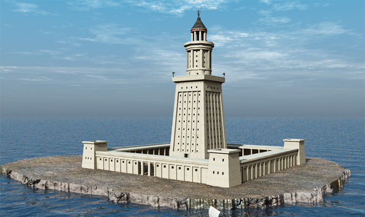 Trójwymiarowy układ latarni morskiej w Aleksandrii