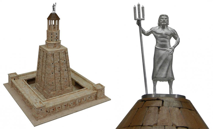 Rekonstrukcja latarni morskiej w Aleksandrii i posąg Posejdona